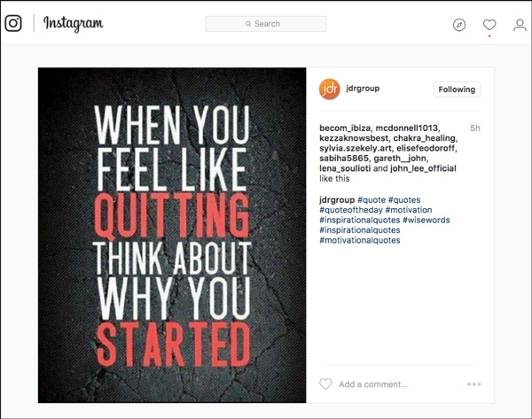Instagram inspirational quote