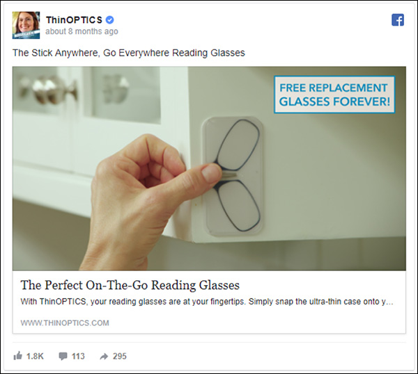 ThinOPTICS Facebook ad