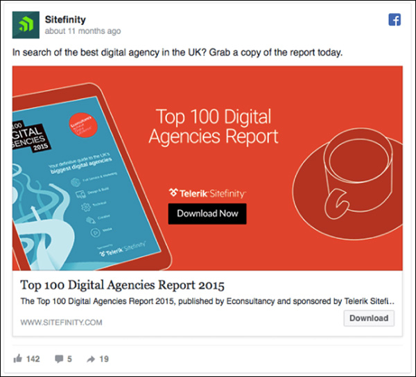 Sitefinity Facebook ad