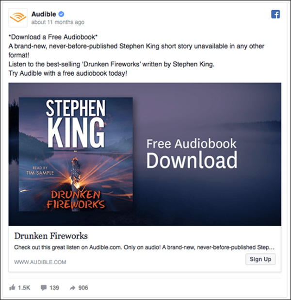 Audible Facebook ad