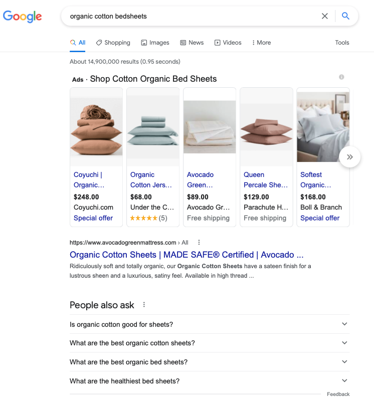 Organic cotton bedsheets search results