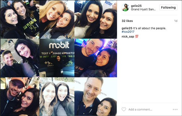 Social media share from Traffic & Conversion Summit 2017 showing the people they met at the event