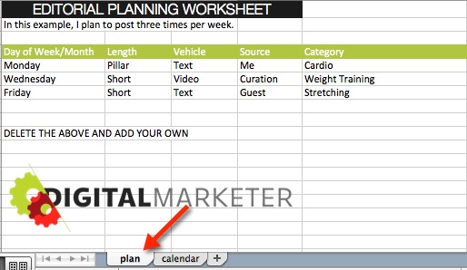 Editorial Plan Worksheet