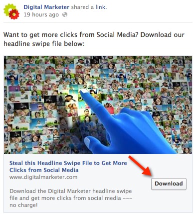 Example Facebook Call To Action Button