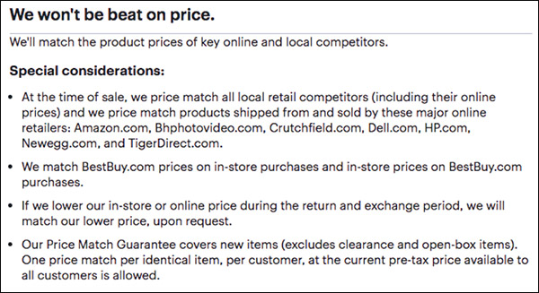 Best Buy's price guarantee