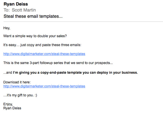 Example Promotional Email with Short Copy