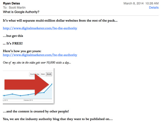 Example Promotional Email with Long Copy