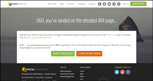 DigitalMarketer's 404 Page