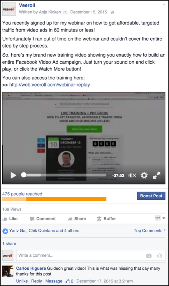 Veeroll Facebook Ad