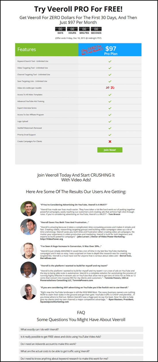 Veeroll Trial Features