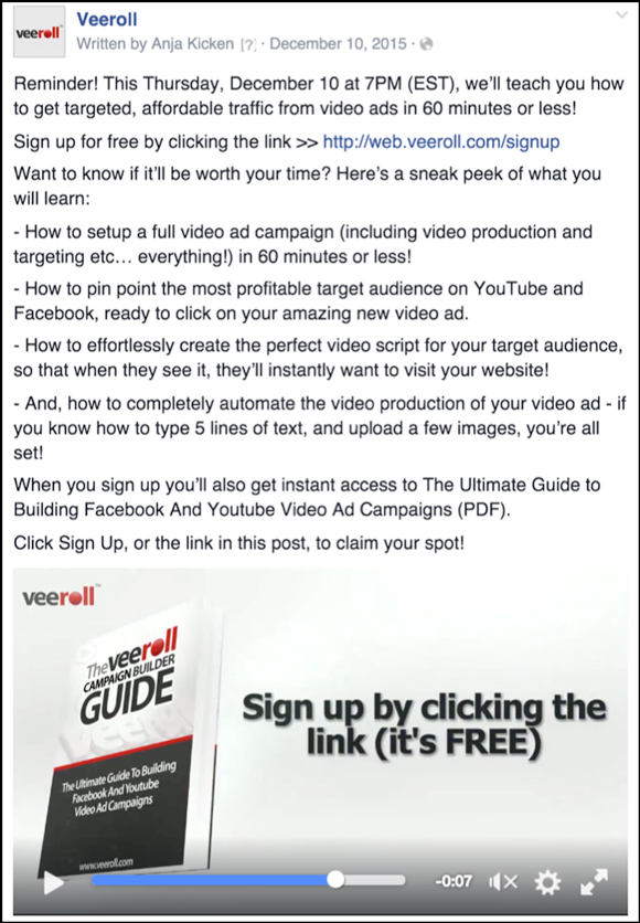Facebook Webinar Ad