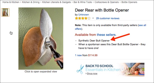 Crazy Things People Are Selling Online #14: Synthetic Deer Butt Opener Synthetic Deer Butt Opener