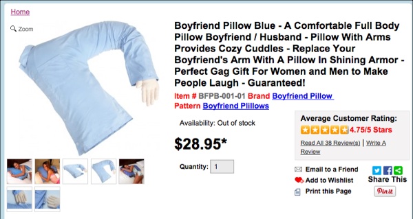 Crazy Things People Are Selling Online #15: Boyfriend Pillow Boyfriend Pillow