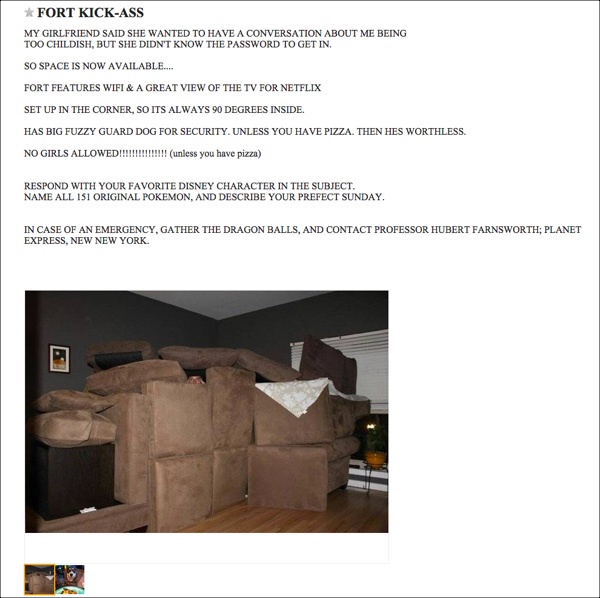 Crazy Things People Are Selling Online #22: Fort Kick-Ass Fort Kick-Ass
