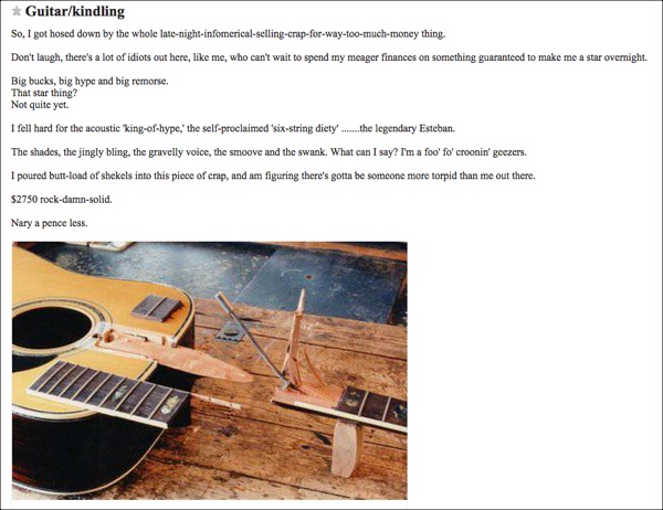 Crazy Things People Are Selling Online #3: Guitar/Kindling Guitar/Kindling