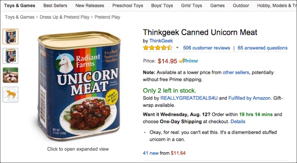 Crazy Things People Are Selling Online #9: Canned Unicorn Meat Canned Unicorn Meat