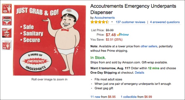 Crazy Things People Are Selling Online #11: Emergency Underpant Dispenser Emergency Underpant Dispenser