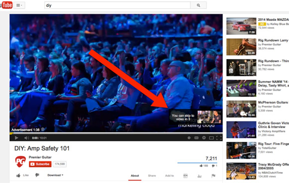 Example In Stream Ad on YouTube 