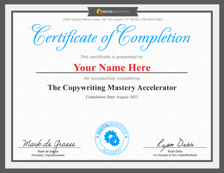 Copywriting Mastery Accelerator Certification